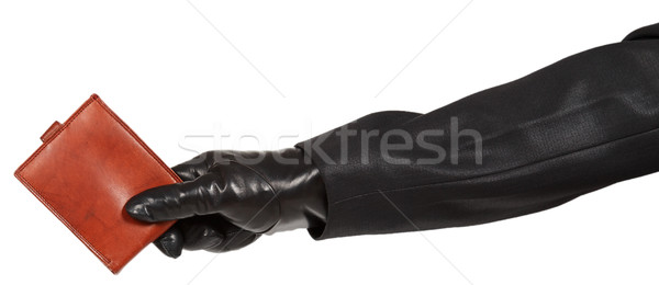 Dief zwart pak bruin leder portemonnee Stockfoto © GeniusKp