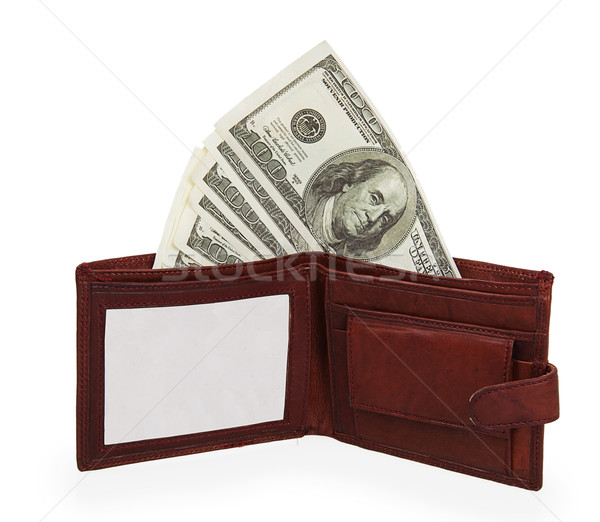 100 dollars banknote in open brown leather purse Stock photo © GeniusKp
