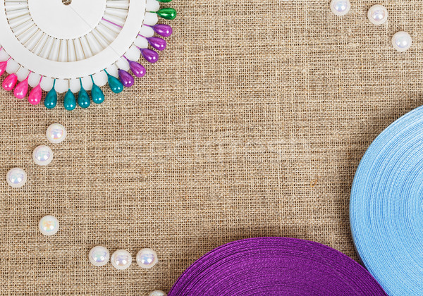Szett színes szalagok gyöngyök divat háttér Stock fotó © GeniusKp
