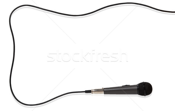 Foto stock: Quadro · microfone · cordão · isolado · branco · música