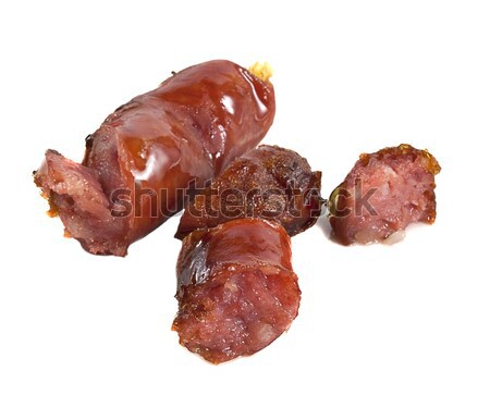 Stockfoto: Worstjes · geïsoleerd · witte · vlees · barbecue · Spice