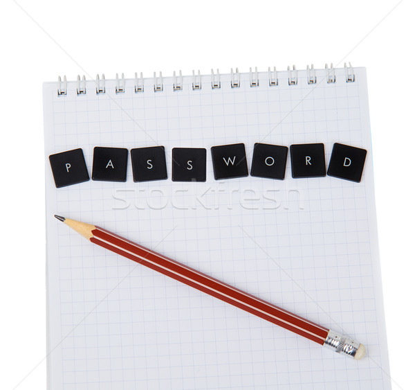 Notebook Bleistift Wort Kennwort weiß Büro Stock foto © GeniusKp