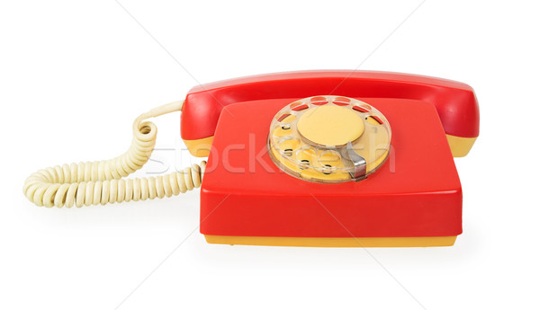 Foto stock: Vermelho · telefone · isolado · branco · negócio · telefone