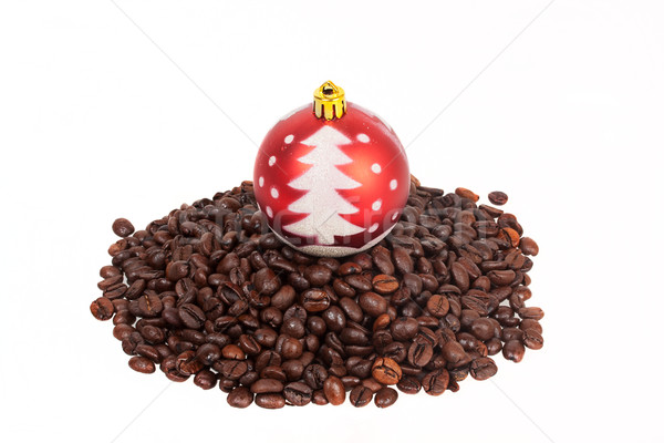 Christmas ball on a pile of coffee beans Stock photo © GeniusKp