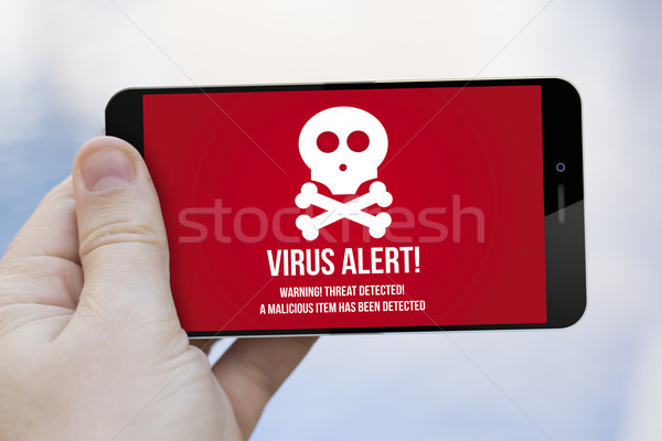 Virus Handy mobile Sicherheit Hand halten Stock foto © georgejmclittle
