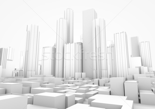 белый город 3d визуализации большой искусства синий Сток-фото © georgejmclittle