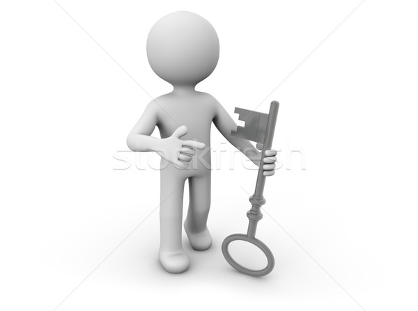 Férfi kulcs render csontváz nyitva 3D Stock fotó © georgejmclittle