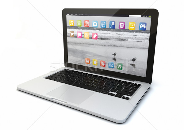Laptop render számítógép appok billentyűzet képernyő Stock fotó © georgejmclittle