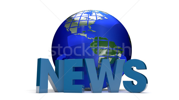Globális hírek render szöveg világ földgömb Stock fotó © georgejmclittle