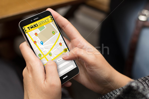 通り 少女 タクシー アプリ ビジネス デジタル ストックフォト © georgejmclittle