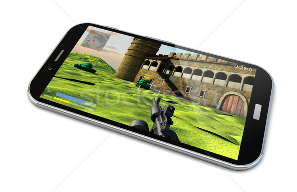 playing with the smartphone Stock photo © georgejmclittle