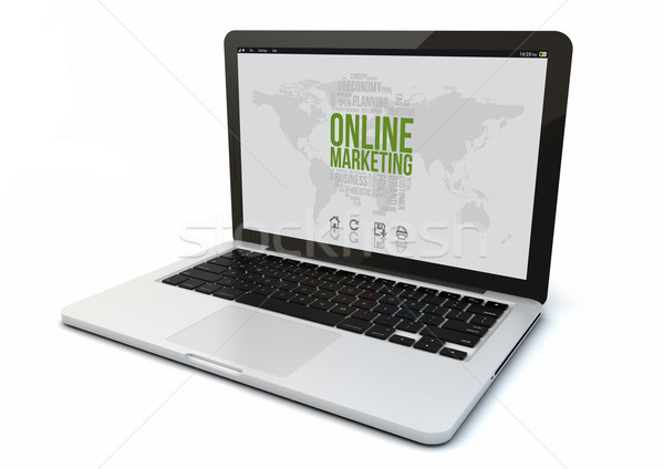 Laptop online marketing render 3D generált számítógép Stock fotó © georgejmclittle