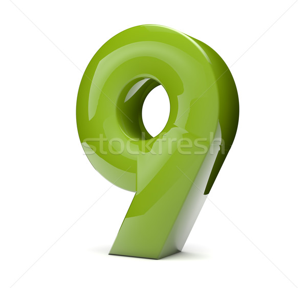 Numero nove rendering 3d verde icona Foto d'archivio © georgejmclittle