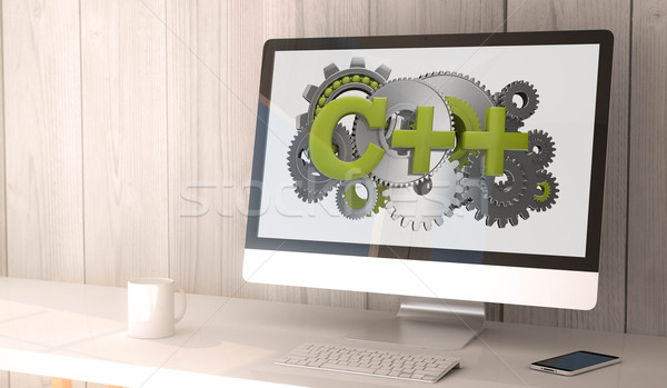 Asztali számítógép digitális render generált munkaterület számítógép Stock fotó © georgejmclittle