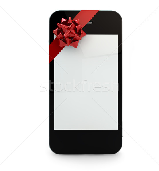 Téléphone cadeau rouge arc affaires Photo stock © georgejmclittle