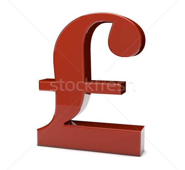 Pound simge 3d render kırmızı finanse banka Stok fotoğraf © georgejmclittle