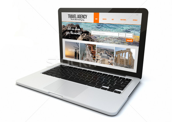 Laptop agência de viagens site tela tornar 3D Foto stock © georgejmclittle