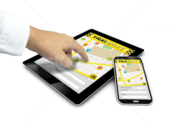 Gruppo taxi app dito Foto d'archivio © georgejmclittle