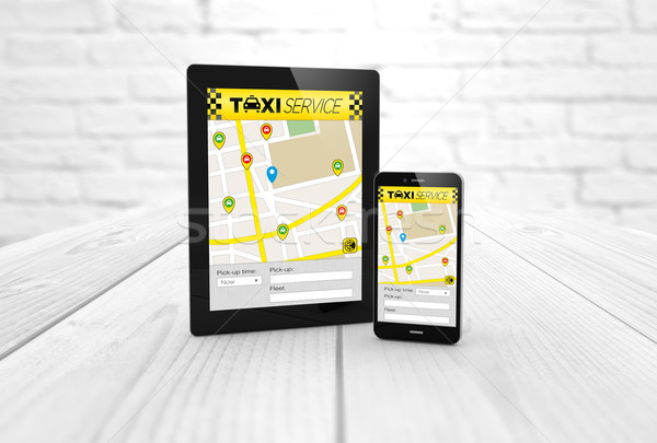 Taxi app tabletta okostelefon digitális generált Stock fotó © georgejmclittle