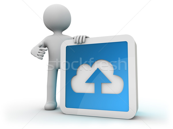 Feltöltés ikon render férfi kék szolgáltatás Stock fotó © georgejmclittle