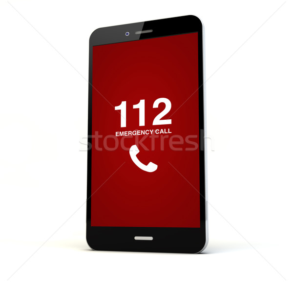 Notfall rufen Telefon Bildschirm isoliert Stock foto © georgejmclittle