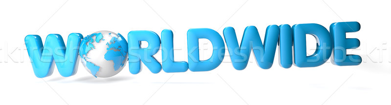Világszerte render szöveg térkép világ kék Stock fotó © georgejmclittle