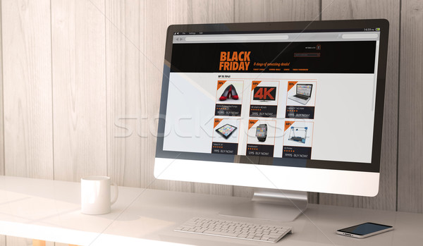 Asztali számítógép black friday digitális render generált munkaterület Stock fotó © georgejmclittle