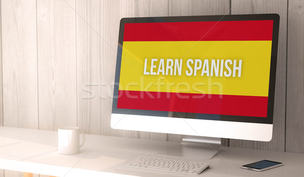 desktop computer learn spanish Stock photo © georgejmclittle