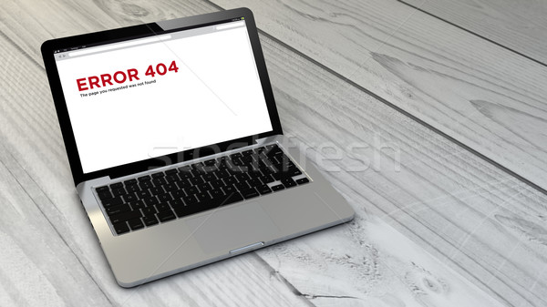 Hata 404 dizüstü bilgisayar ahşap tablet dijital Stok fotoğraf © georgejmclittle