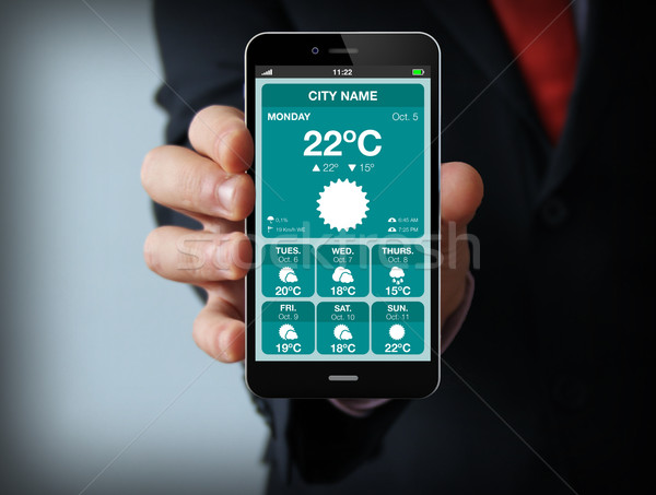 businessman with sudoku game on a smartphone Stock photo © georgejmclittle