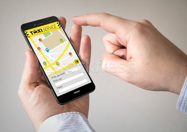 Smartphone taxi cerere ecran Imagine de stoc © georgejmclittle