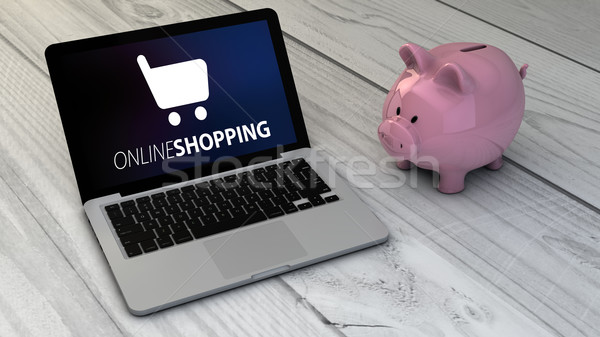 online shopping and piggybank Stock photo © georgejmclittle