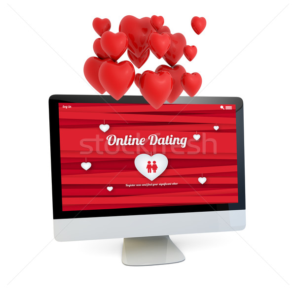 Stock fotó: Online · randizás · számítógép · szívek · levegő · modern