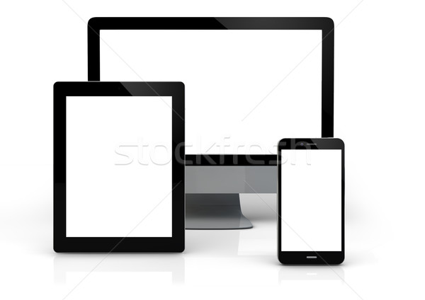 3D gegenereerde computer tablet smartphone technologie Stockfoto © georgejmclittle