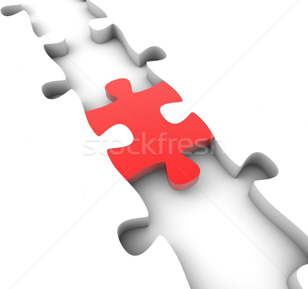 Híd puzzle render darab piros lánc Stock fotó © georgejmclittle
