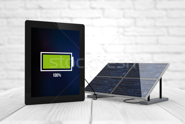 Foto stock: Completo · bateria · comprimido · solar · digital · gerado