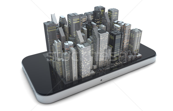 Ville smartphone modernes écran [[stock_photo]] © georgejmclittle
