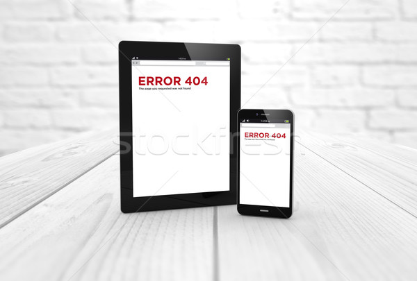 Hiba 404 tabletta okostelefon digitális generált Stock fotó © georgejmclittle