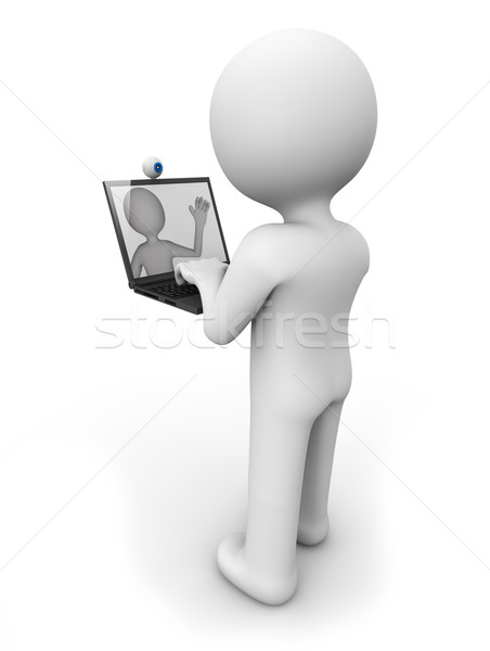 Oddać człowiek laptop technologii internetowych komunikacji Zdjęcia stock © georgejmclittle