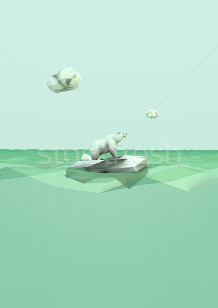 [[stock_photo]]: Ours · polaire · perdu · océan · eau