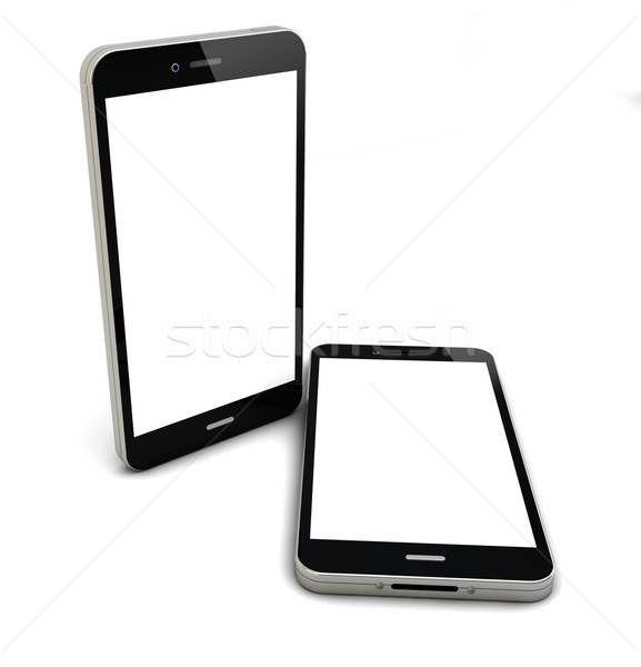 Kettő okostelefonok render üres képernyő telefon Stock fotó © georgejmclittle