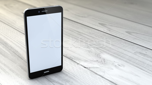 empty smartphone over white wooden background Stock photo © georgejmclittle