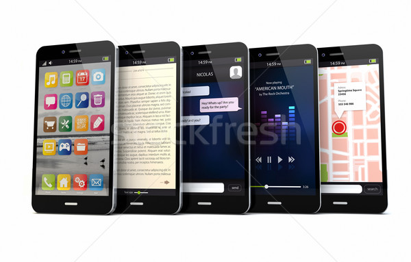 five smart phones Stock photo © georgejmclittle