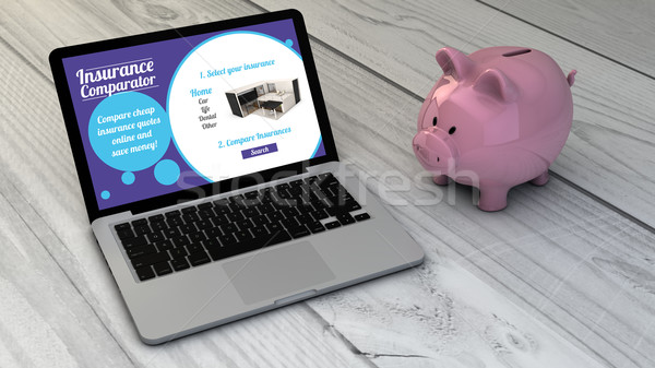 Megtakarítás online persely biztosítás helyszín laptop Stock fotó © georgejmclittle