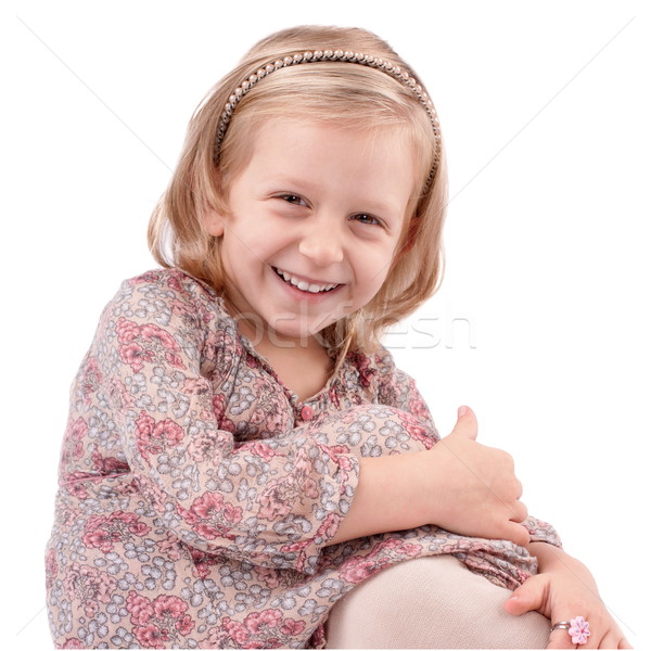 Feliz little girl bonitinho floral vestir Foto stock © georgemuresan