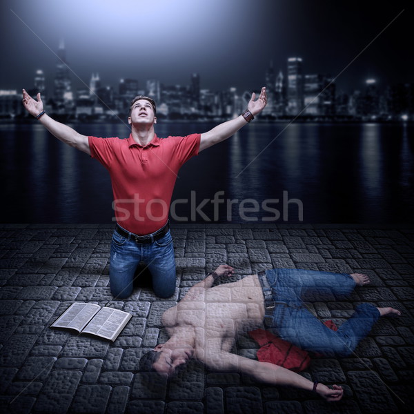 Foto stock: Espiritual · muerte · joven · oración · Biblia