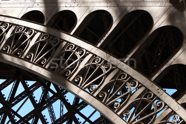 Boog structuur Eiffeltoren detail gebouw hemel Stockfoto © georgemuresan