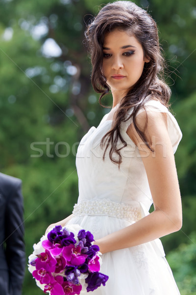 момент невеста ждет жених парка свет Сток-фото © georgemuresan