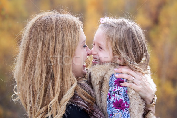 счастливым матери дочь играет носа осень Сток-фото © georgemuresan