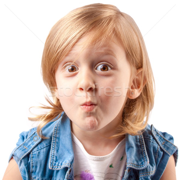 Aranyos grimasz kicsi lány készít szórakozás Stock fotó © georgemuresan